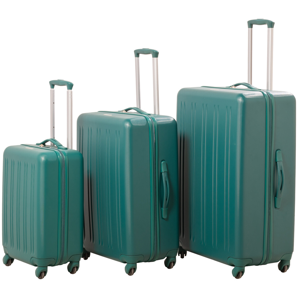3 Piece Travel Gear Ribbed Hard Shell Luggage Set Forest Green Image 2