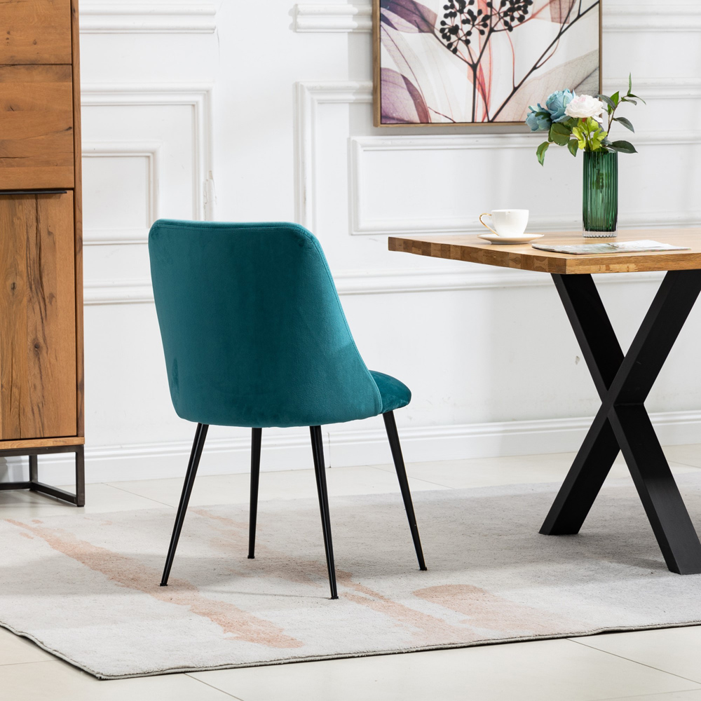 Artemis Home Morandi Set of 2 Teal Velvet Dining Chair Image 4