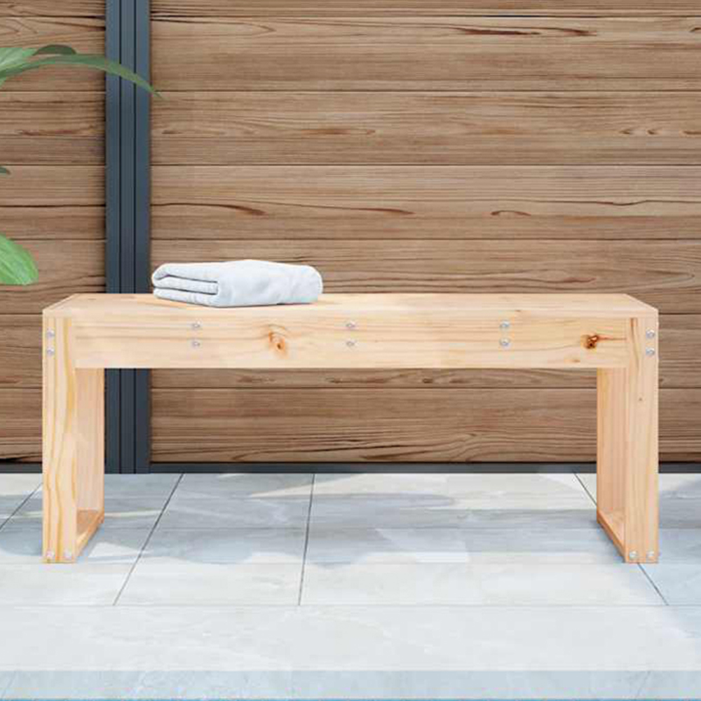 vidaXL Natural Solid Pine Wood Slatted Garden Bench 110 x 38 x 45cm Image 1