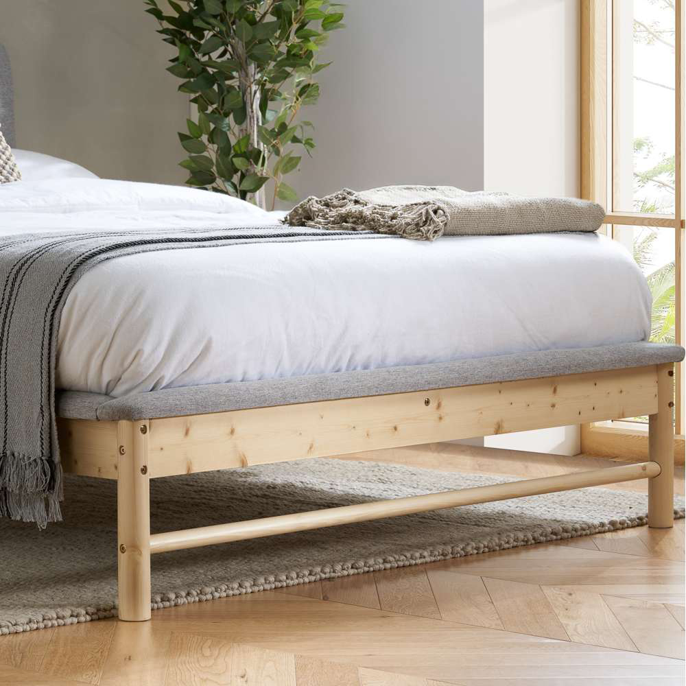 Birlea Ezra Double Grey Fabric Bed with Headboard Image 7