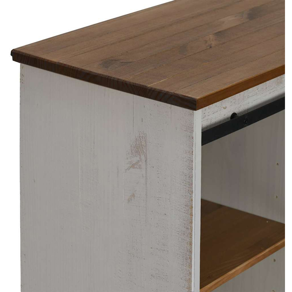 vidaXL Halden Single Sliding Door White Solid Pine Wood Sideboard with Wine Rack Image 8