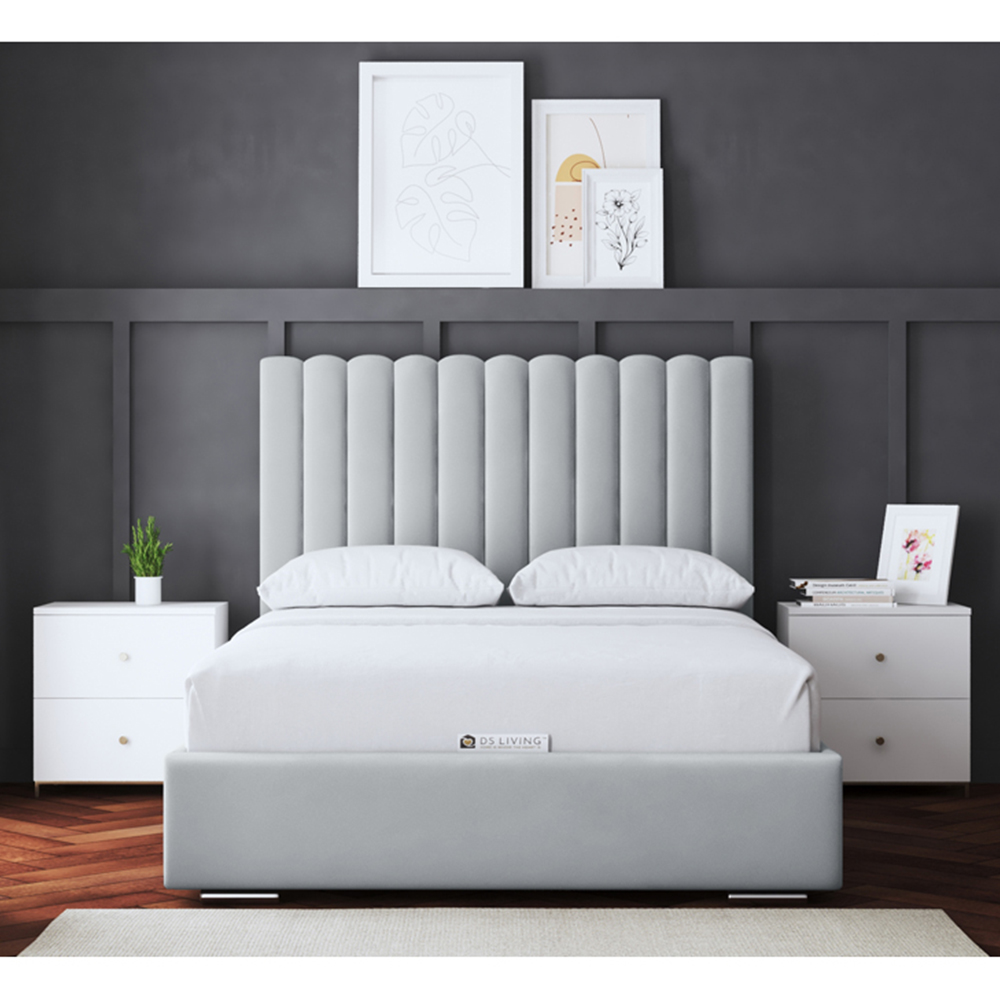 DS Living Evangeline Double Silver Upholstered Bed Frame with Headboard Image 4