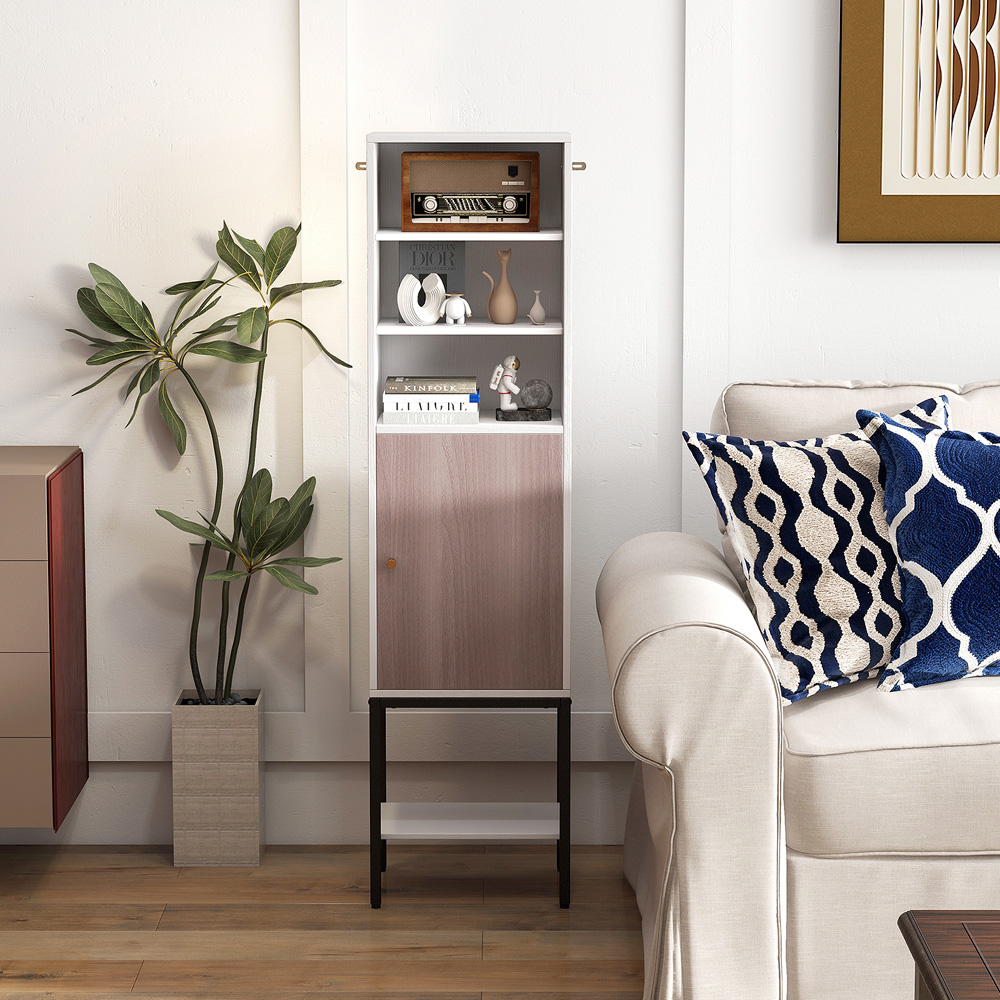 Costway Single Door 4 Shelf White Tall Storage Cabinet Image 4