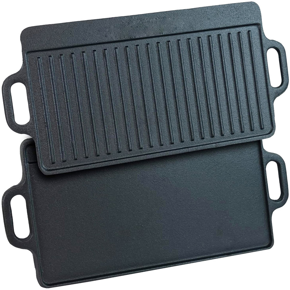 Gr8 Home Non Stick Ribbed Cast Iron Reversible Griddle Plate Image 1