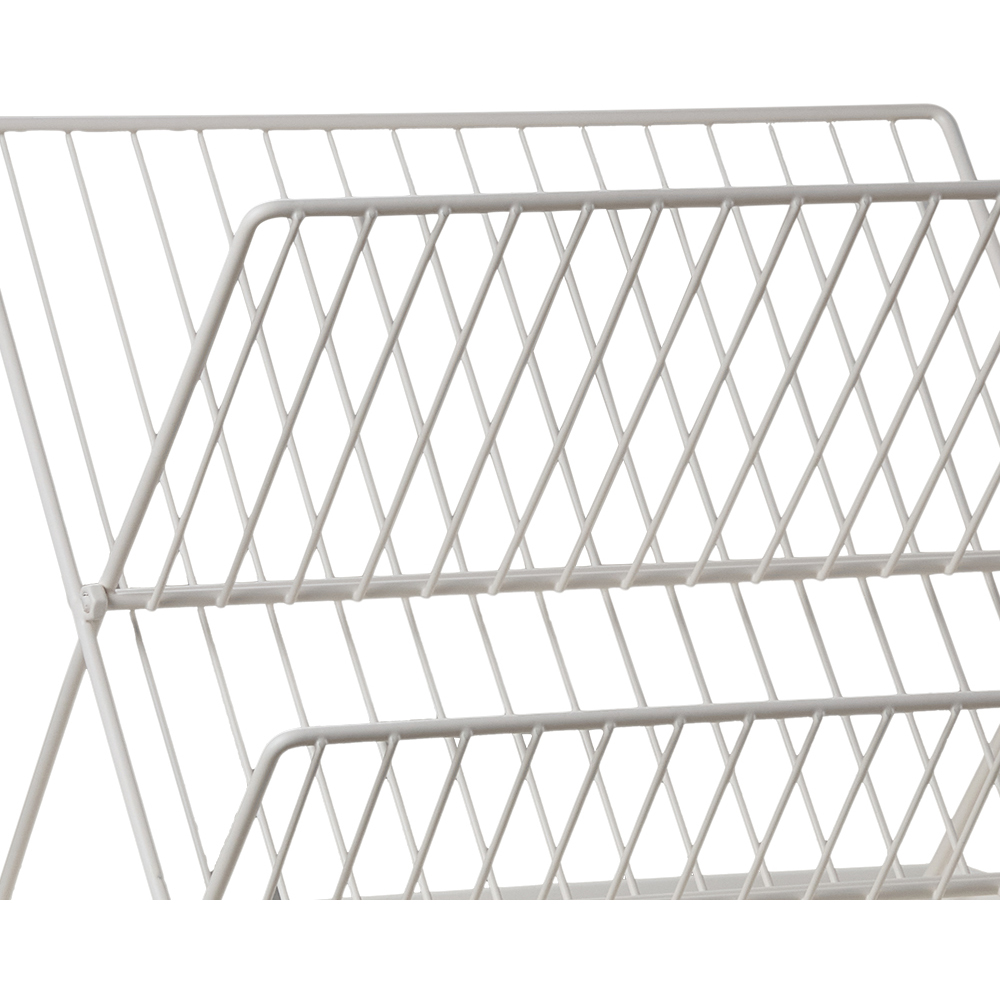 Living and Home 2 Tier White Foldable Dish Drying Rack with Drip Tray Image 6
