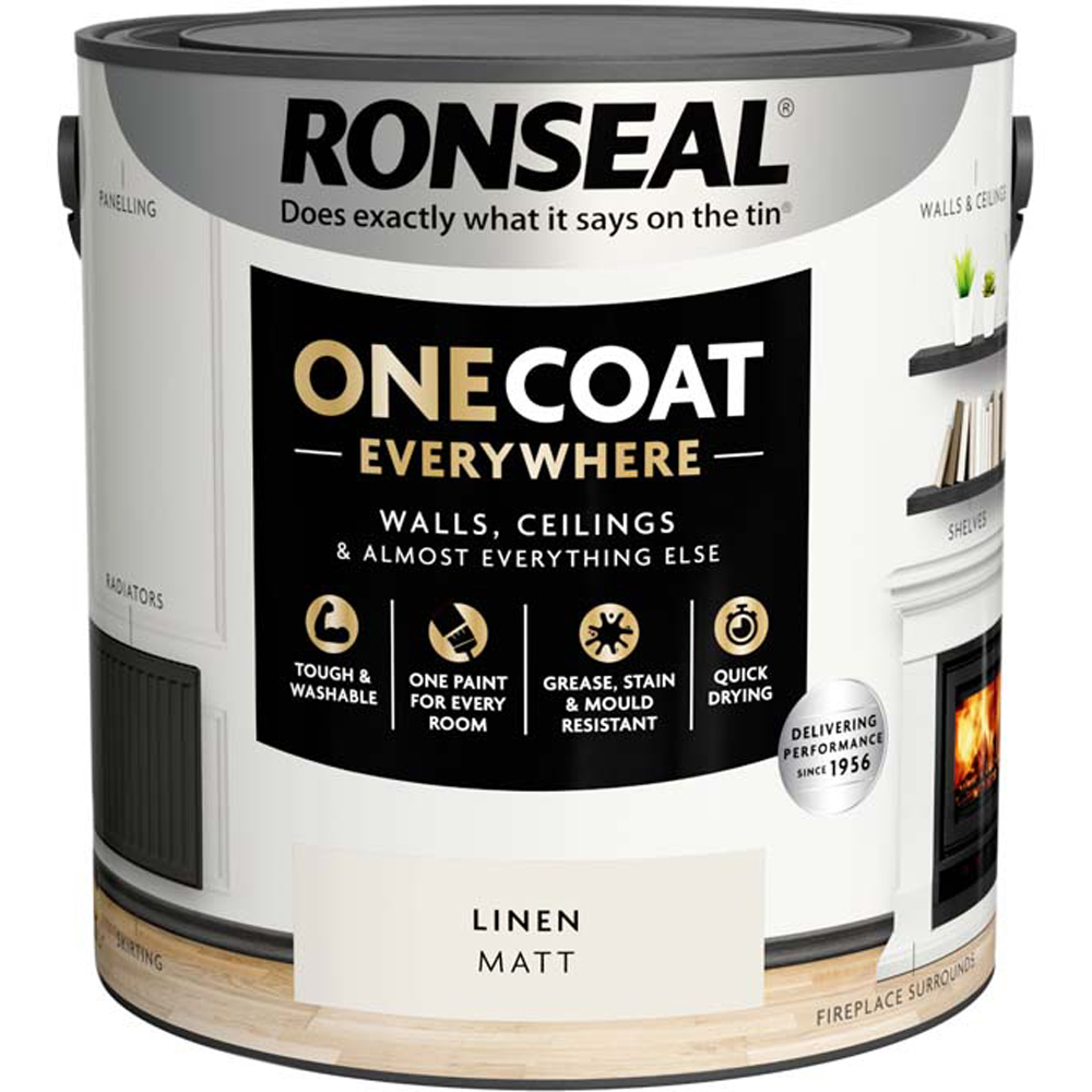 Ronseal One Coat Everywhere Linen Matt Interior Paint 2.5L Image 2