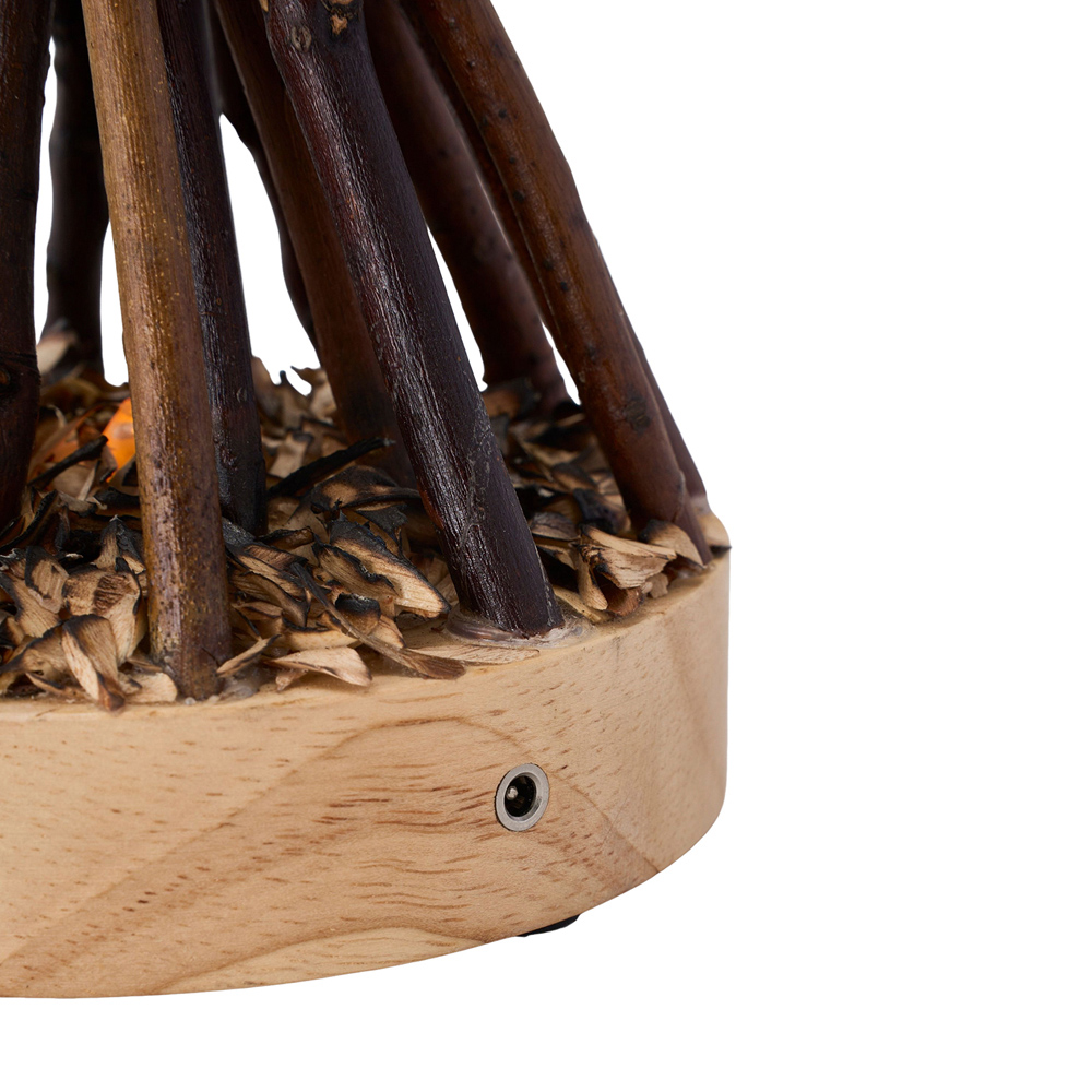 Living and Home Natural Wood LED Campfire Night Light Image 5