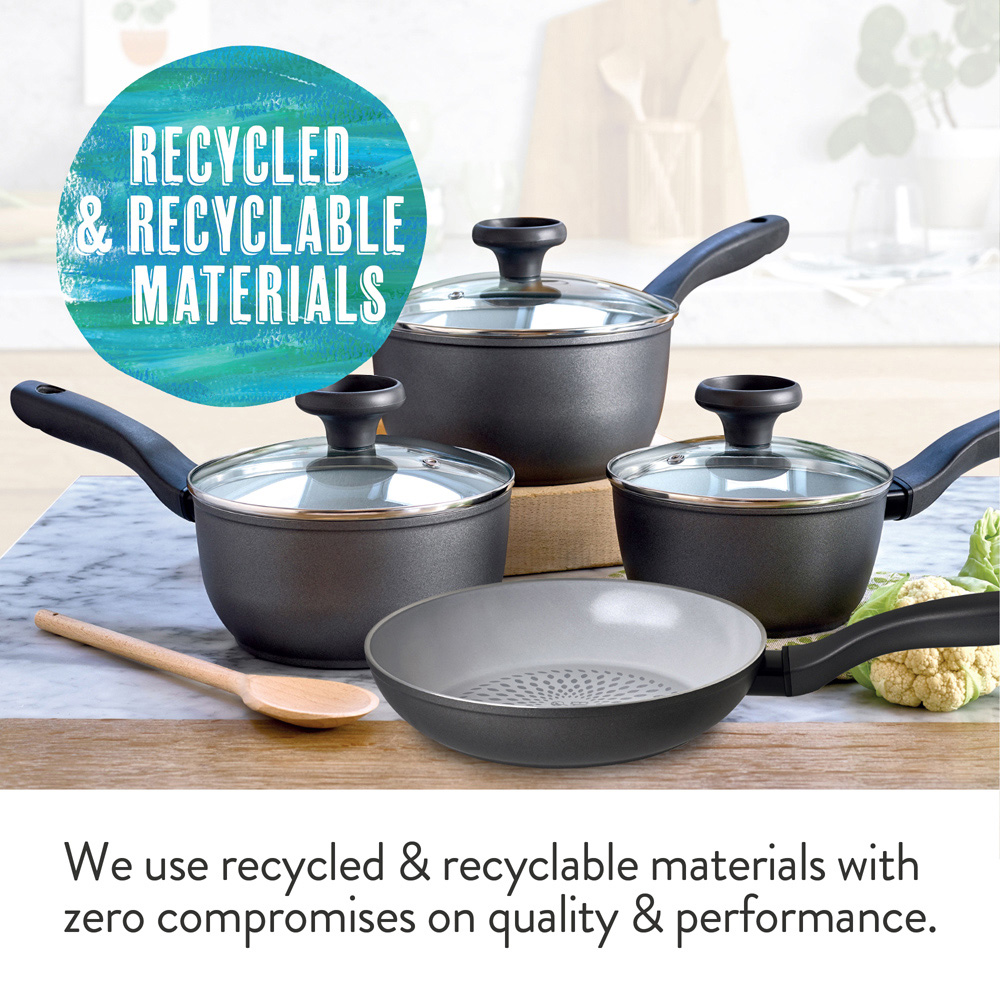 Prestige Earthpan Induction Cookware Set of 5 with Toughened Glass Lids