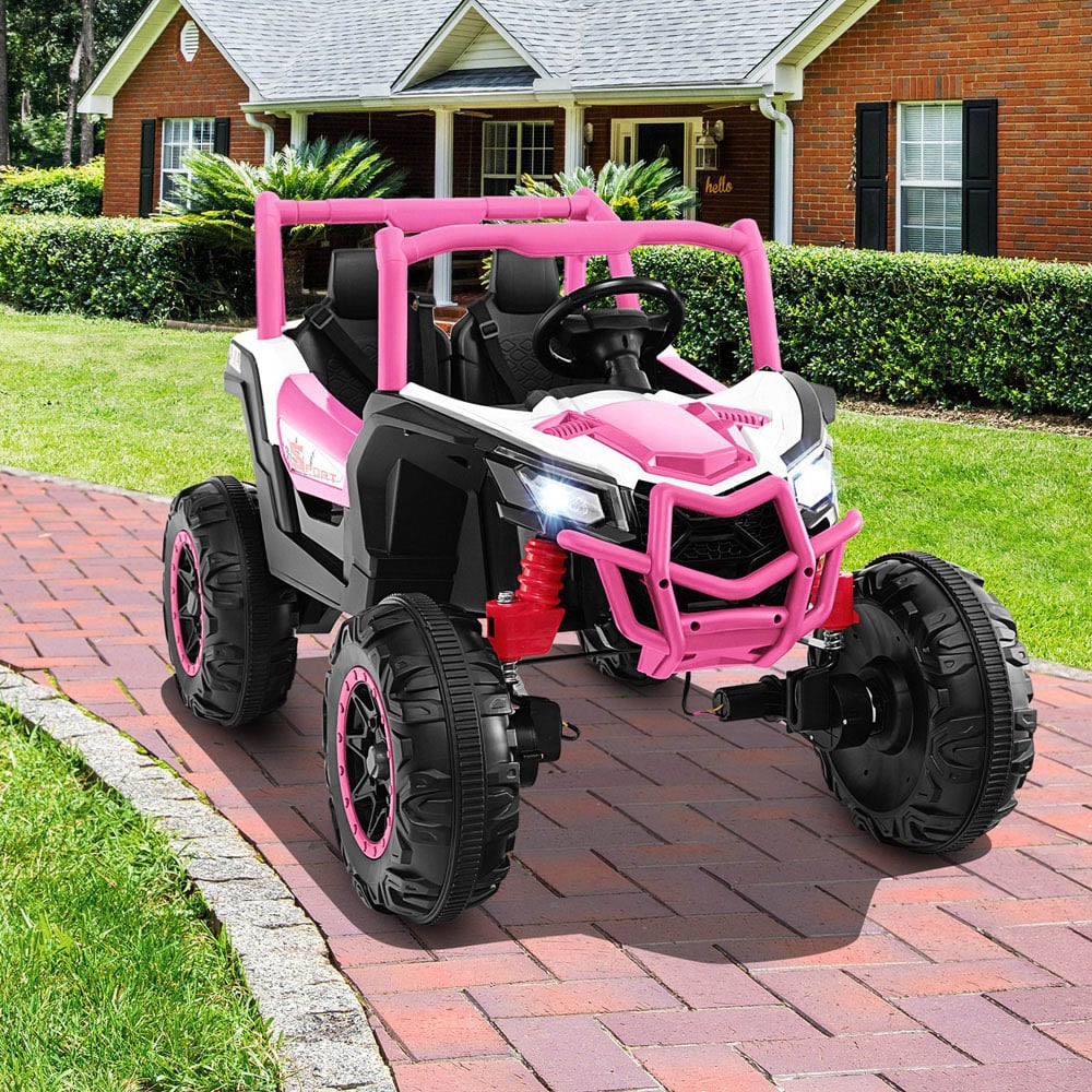Costway Kids Pink Ride On UTV Car with 4 Engine and Remote Control 24V Image 2