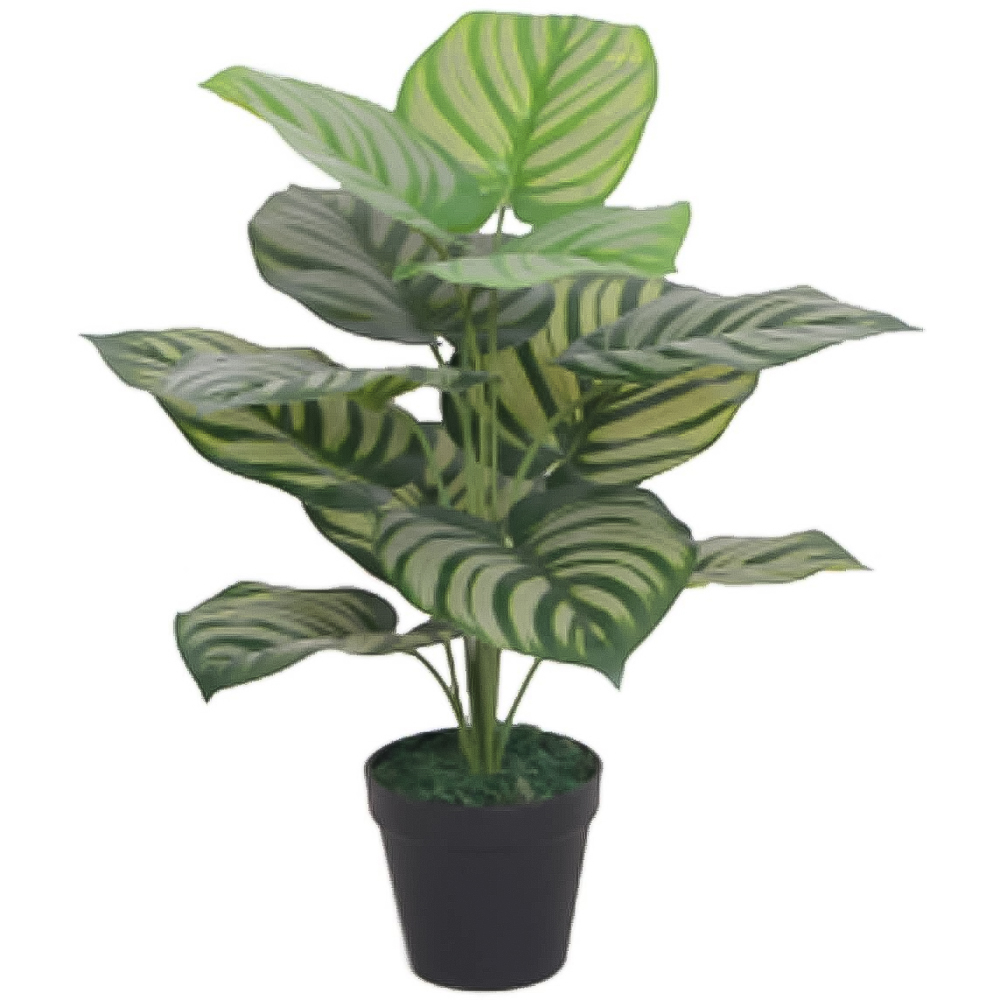 Leaf Artificial Green Stripe Leaf Plant Pot 60cm Image 1