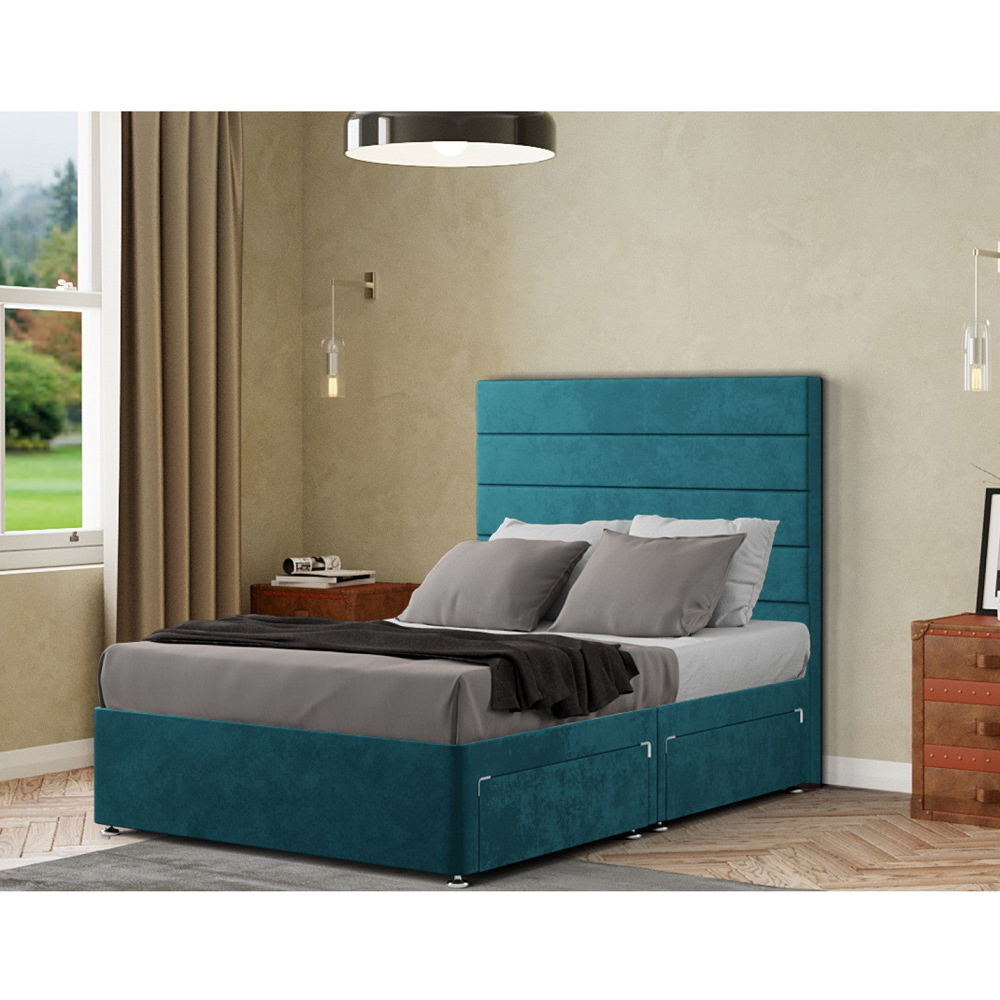 Portland George Super King Emerald Plush Divan Bed with 2 Drawer and Headboard Image 3