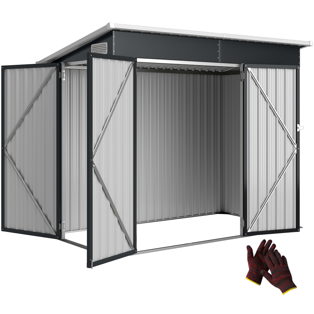 Outsunny 7.5 x 4ft Dark Grey Galvanised Steel Garden Storage Shed Image 3