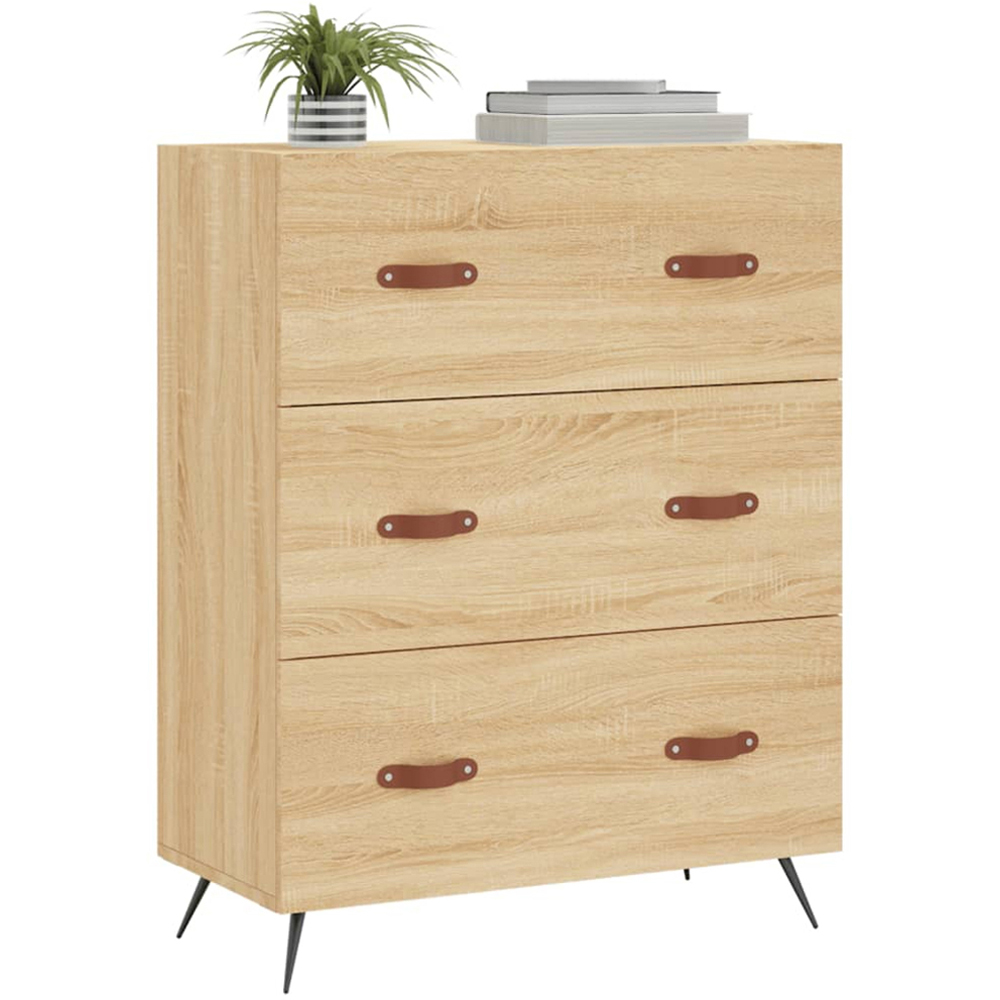 vidaXL 3 Drawer Sonoma Oak Wooden Chest of Drawers Image 3