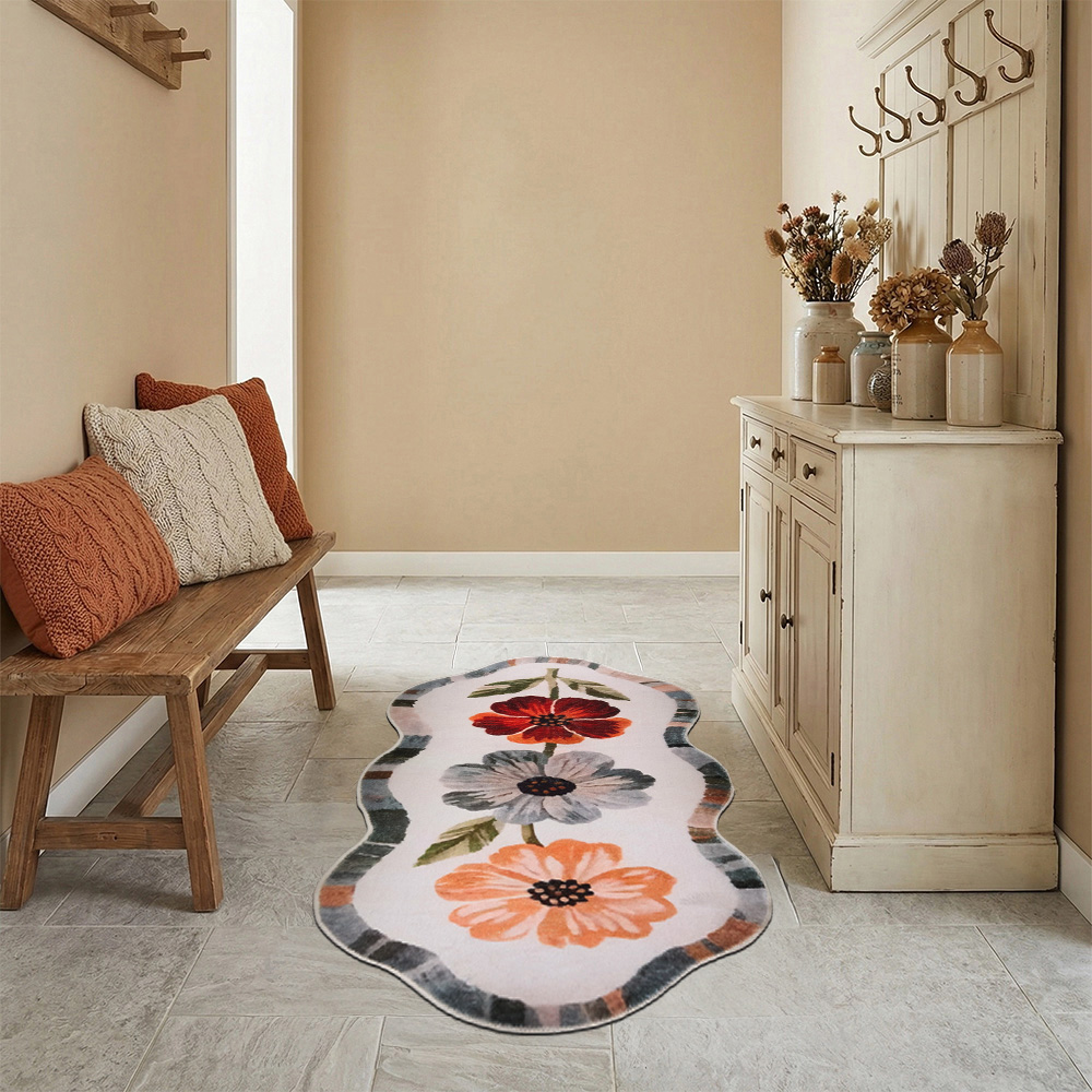 Living and Home Multicolour Irregular Floral Non-Slip Runner Rug 110 x 50cm Image 7