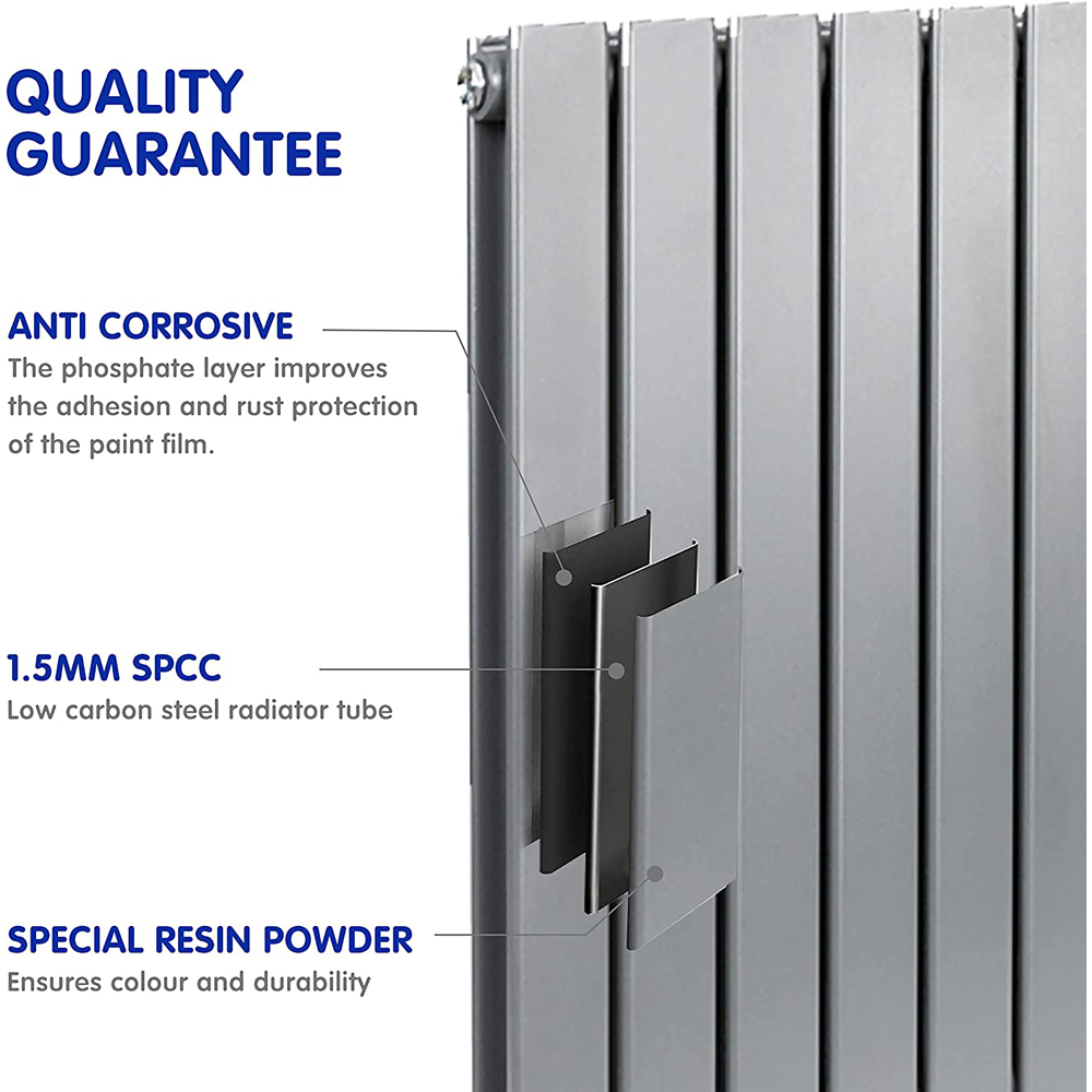 White Single Flat Panel Vertical Column Radiator 1800 x 272mm Image 4