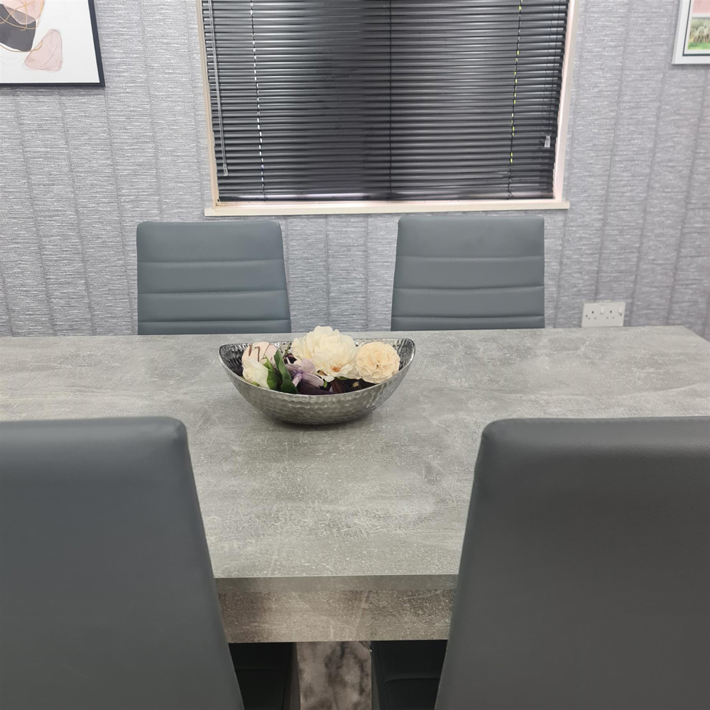 Kosy Koala 6 Seater Faux Leather Dining Set Stone Grey Effect and Grey Image 5