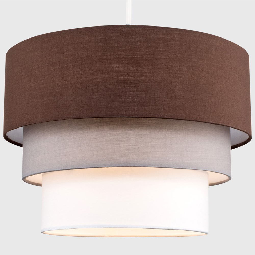 ValueLights Aztec 3 Tier Brown Fabric Ceiling Light Shade Image 4