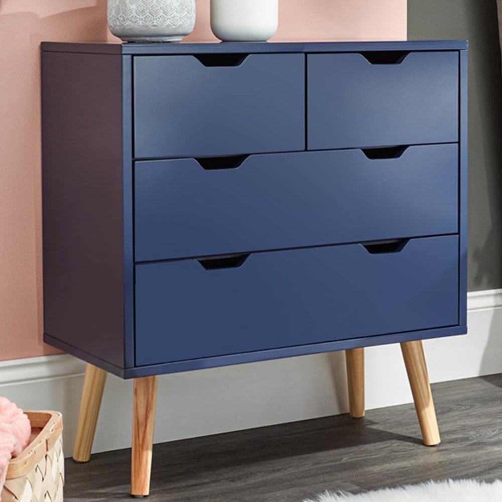 GFW Nyborg 4 Drawer Nightshadow Blue Chest of Drawers Image 1