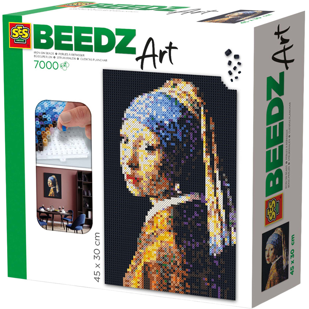 SES Creative Beedz Art Johannes Vermeer’s Girl with a Pearl Earring Iron On Beads Kit 7000 Piece Image 1