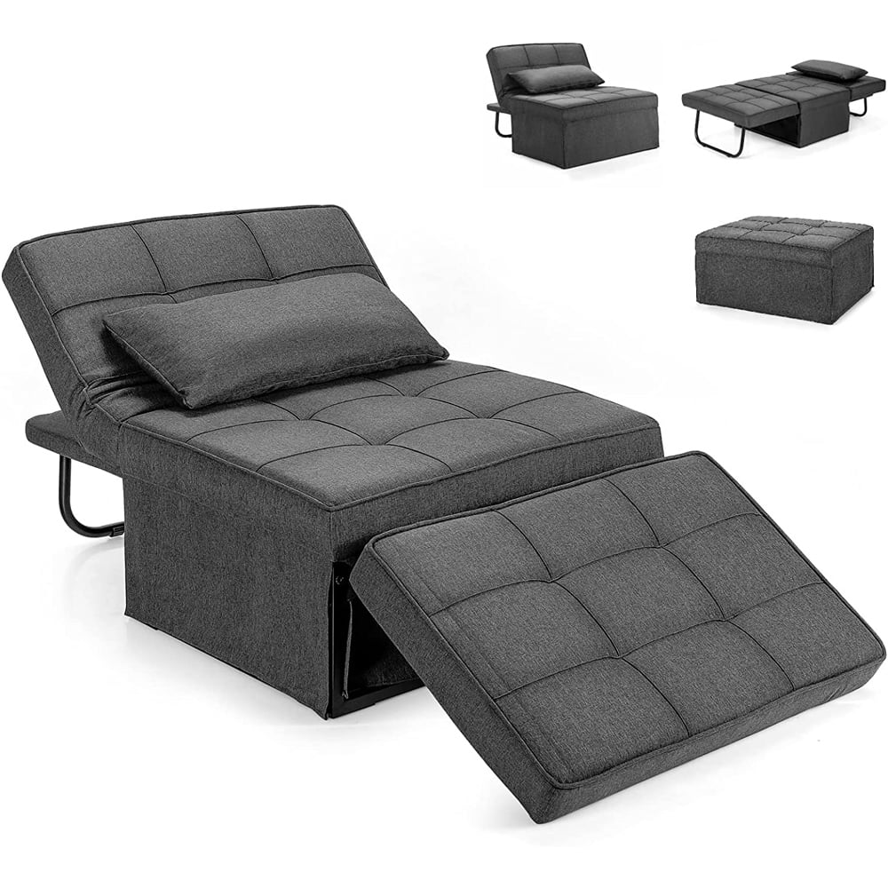 Costway Grey 4 in 1 Convertible Sofa Bed with Adjustable Backrest Image 3