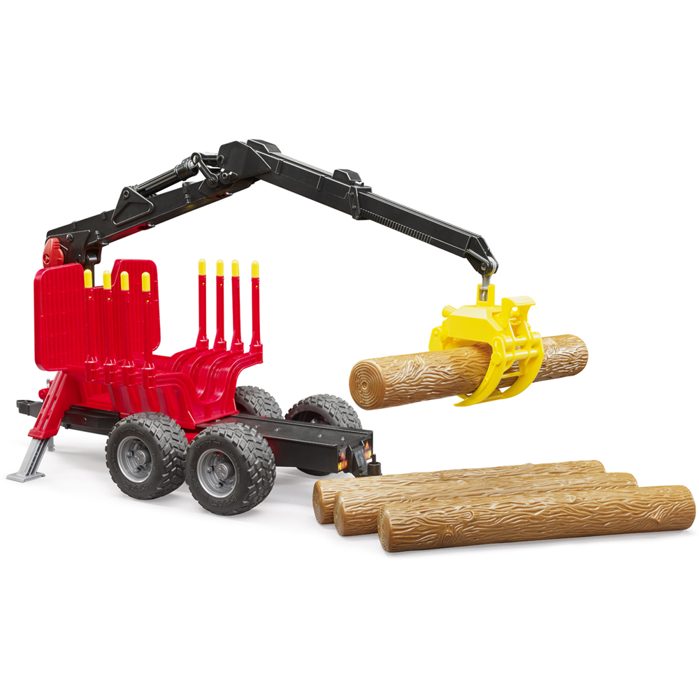 Bruder Kids Forestry Trailer with Loading Crane and 4 Trunks Playset Model Image 2