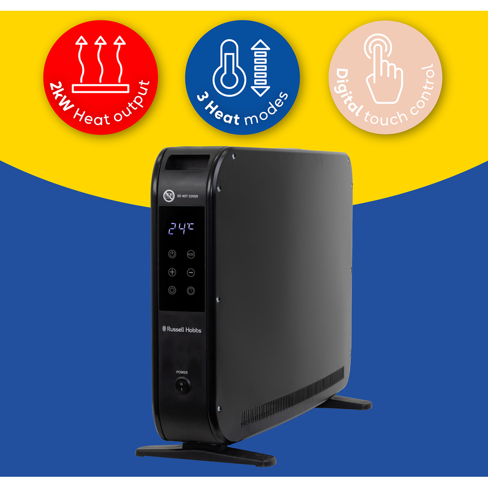 Russell Hobbs RHCVH2003B Black Digital Touch Panel Convection Heater 2000W Image 7
