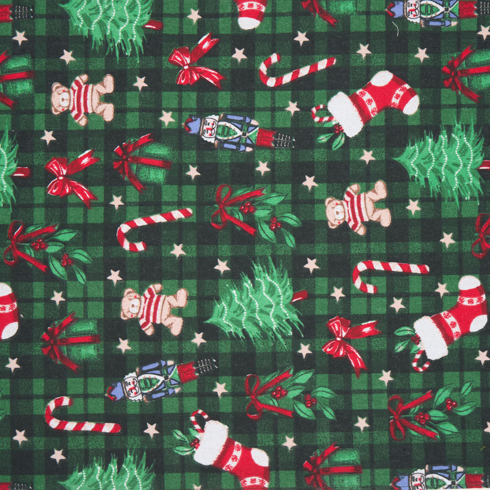 Tartan Christmas Print Table Runner Green Image 4