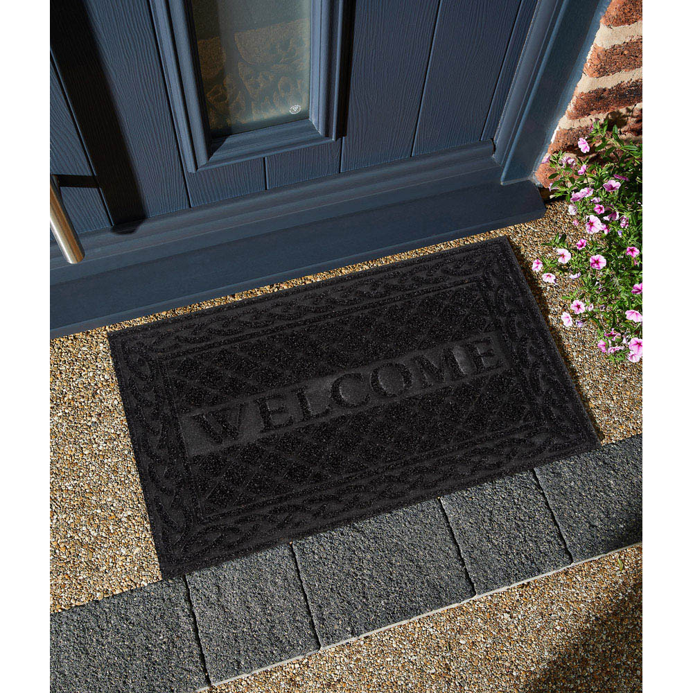 Eselle Romiley Black Welcome Rubber Crumb Scrapper Doormat 40 x 60cm Image 2