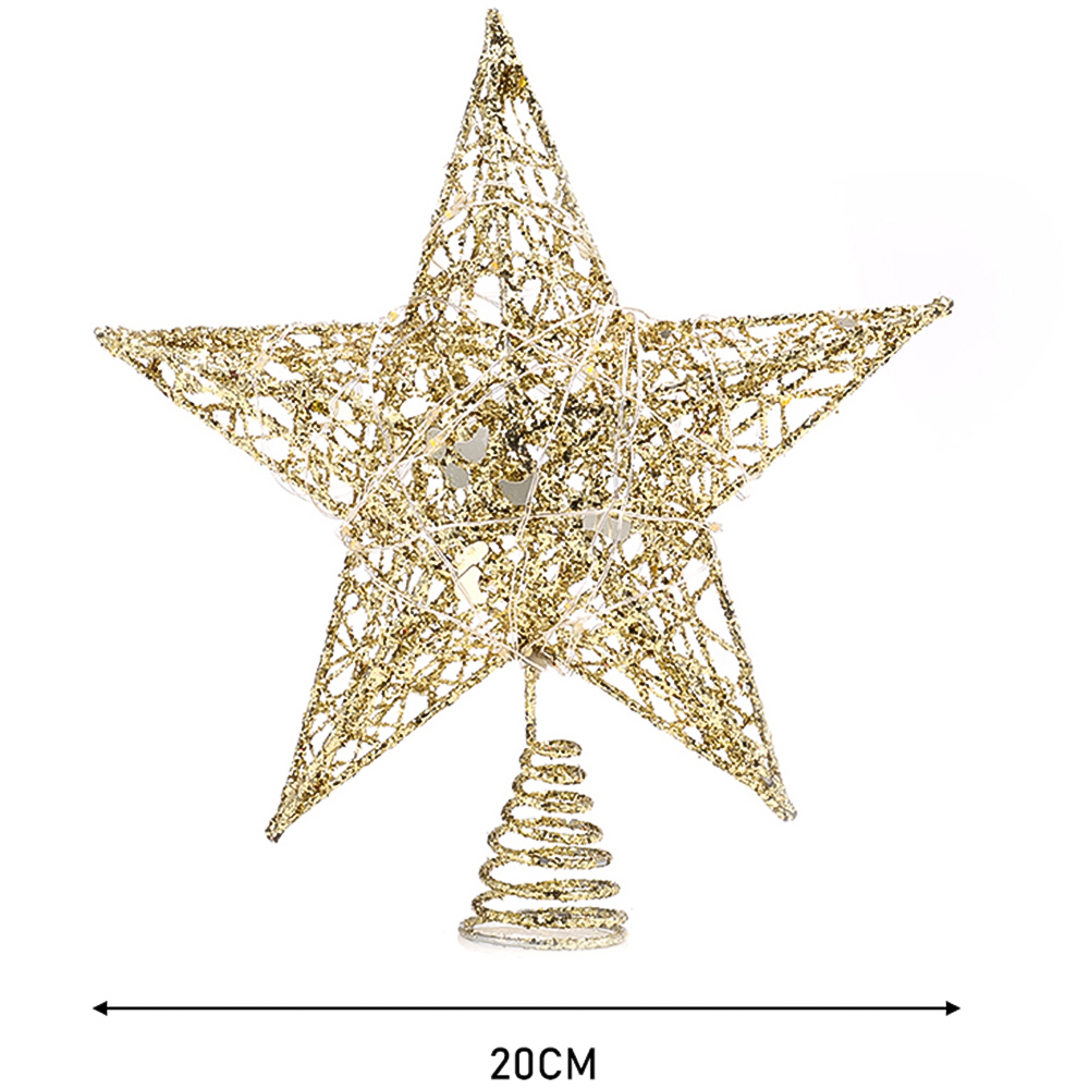 Living and Home Gold Sequins Star Christmas Tree Topper 20cm Image 9