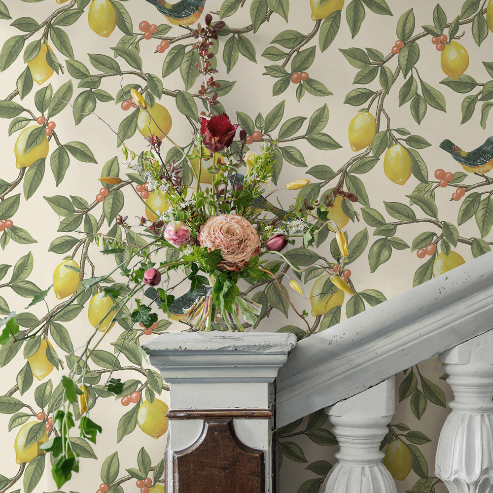 Holden Decor Lemon Leaf Trail Cream and Orange Wallpaper Image 3