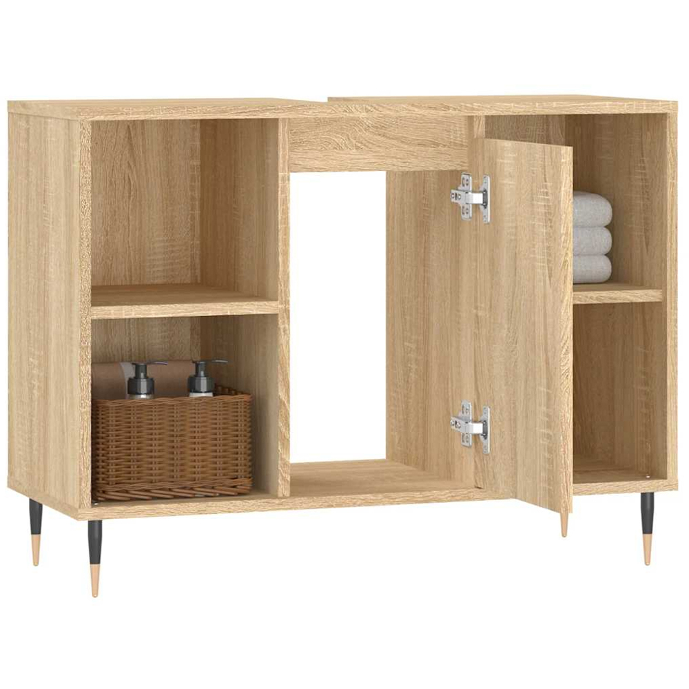 vidaXL Single Door 4 Shelf Sonoma Oak Bathroom Cabinet Image 4