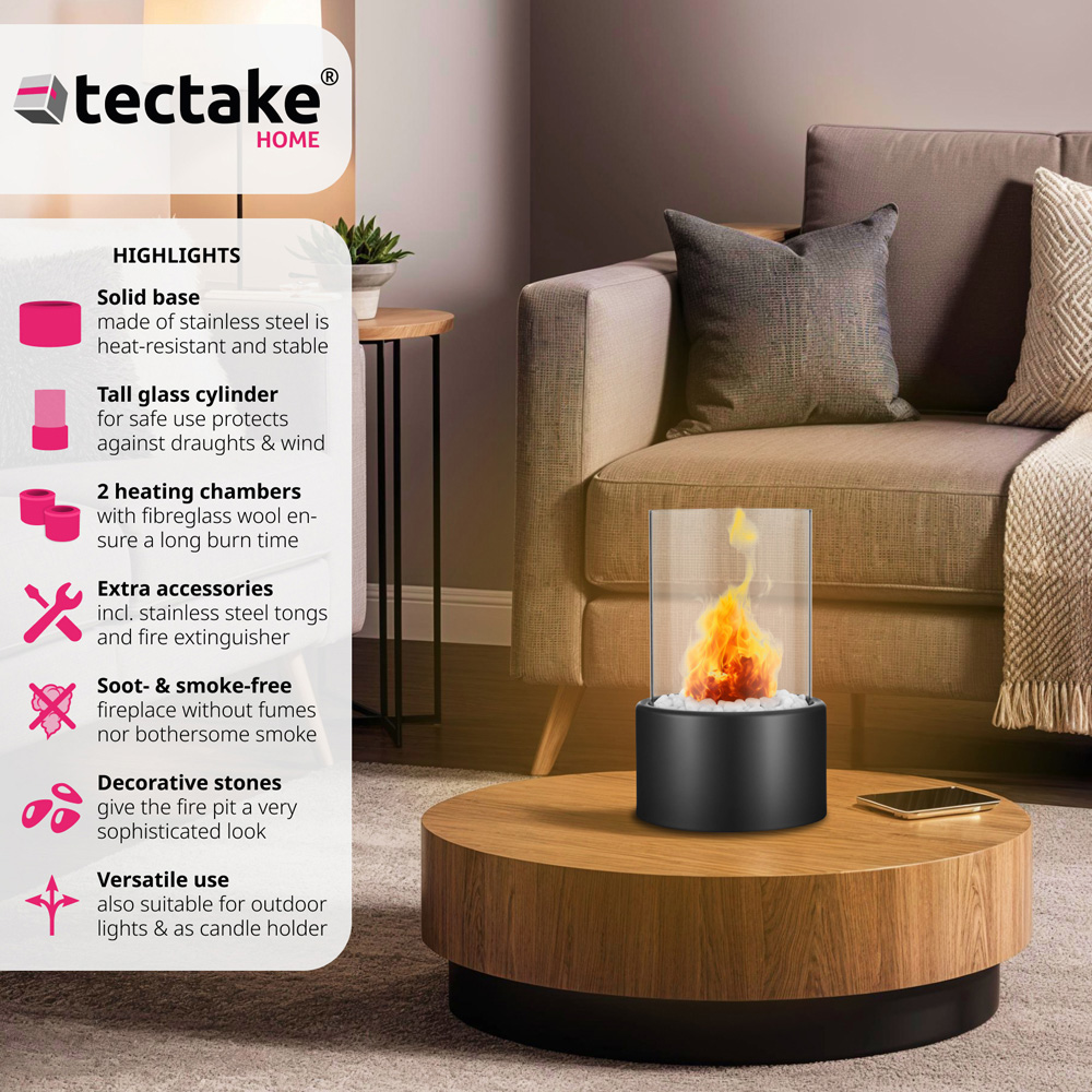tectake Bioethanol Tabletop Fireplace Damine Image 6