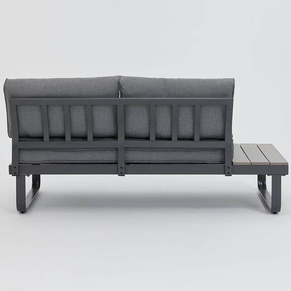 Home Detail Bali 5 Seater Grey Steel L Shape Garden Sofa Set with Built in Table Image 5