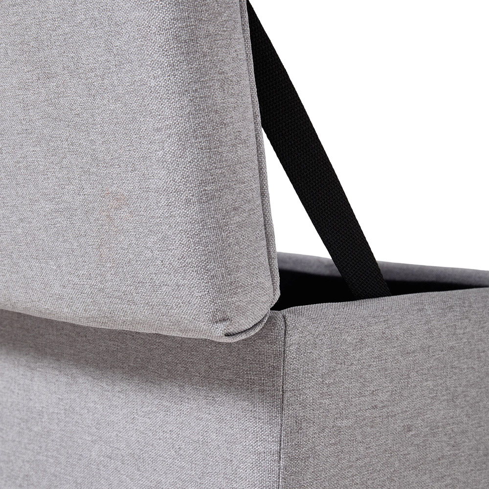 Living and Home Grey Linen Upholstered Storage Ottoman Image 5