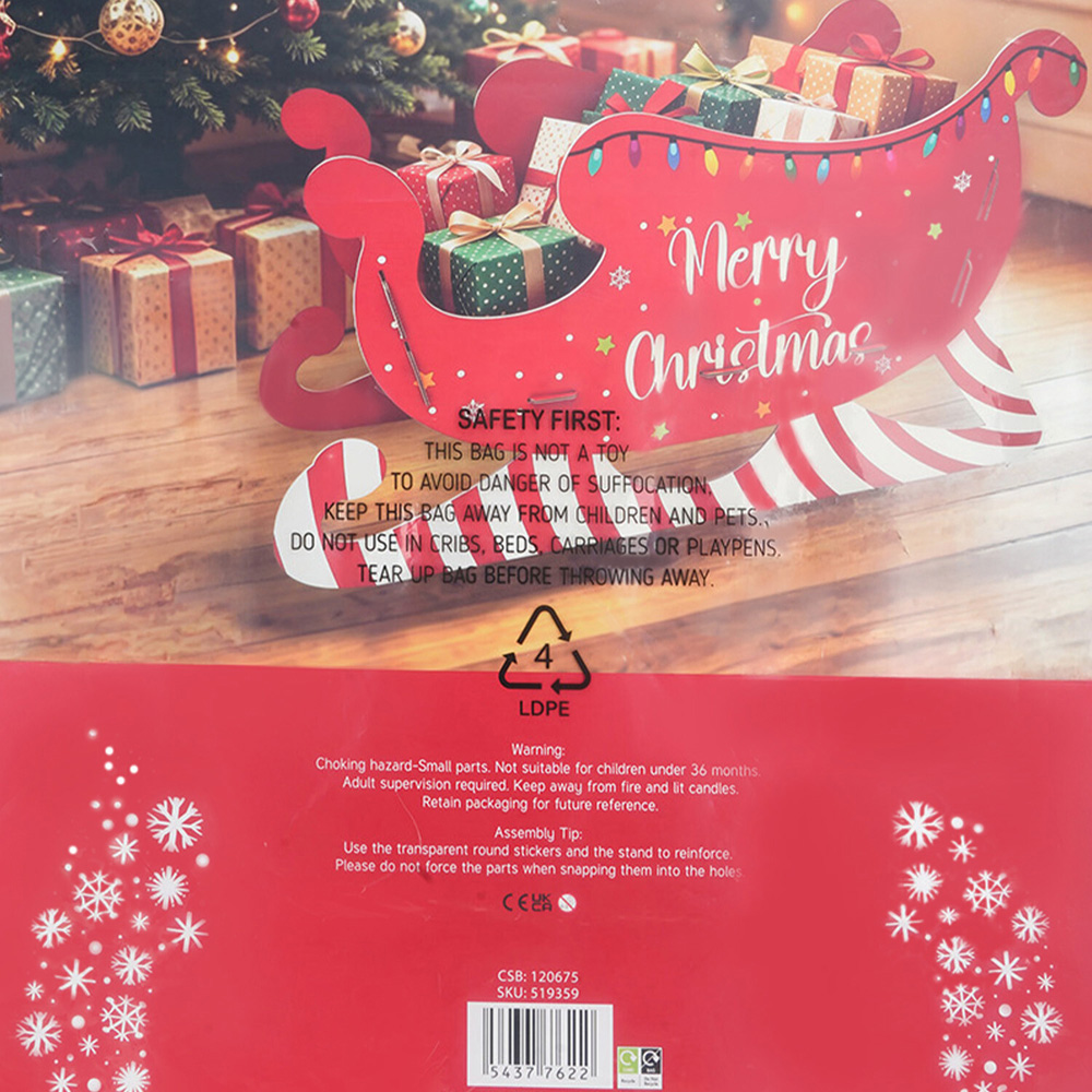 Large Candy Cane Sleigh Hamper Kit Red Image 7