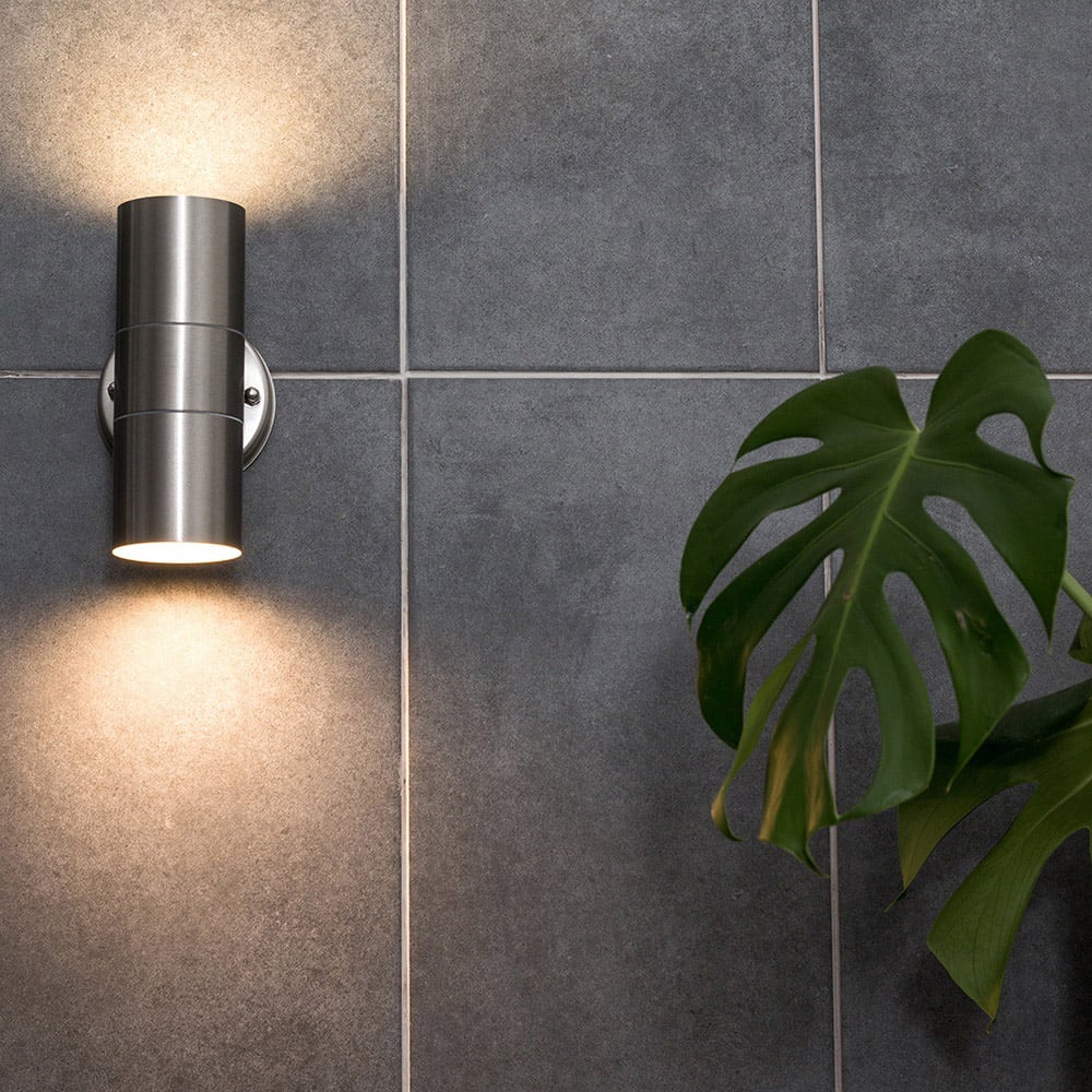 ValueLights Gainsford Silver Outdoor Wall Up Down Light with Dusk till Dawn Sensor Image 2