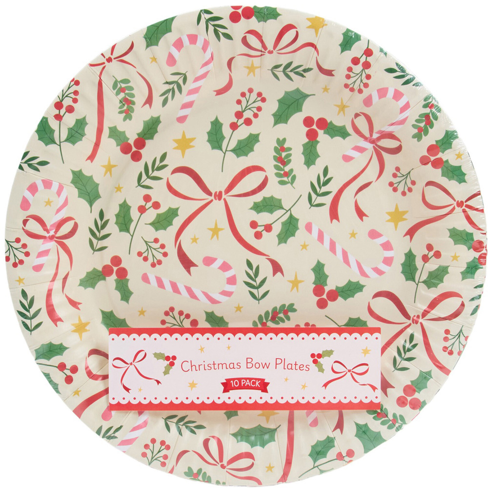 Pack of 10 Christmas Bow Plates Image 1