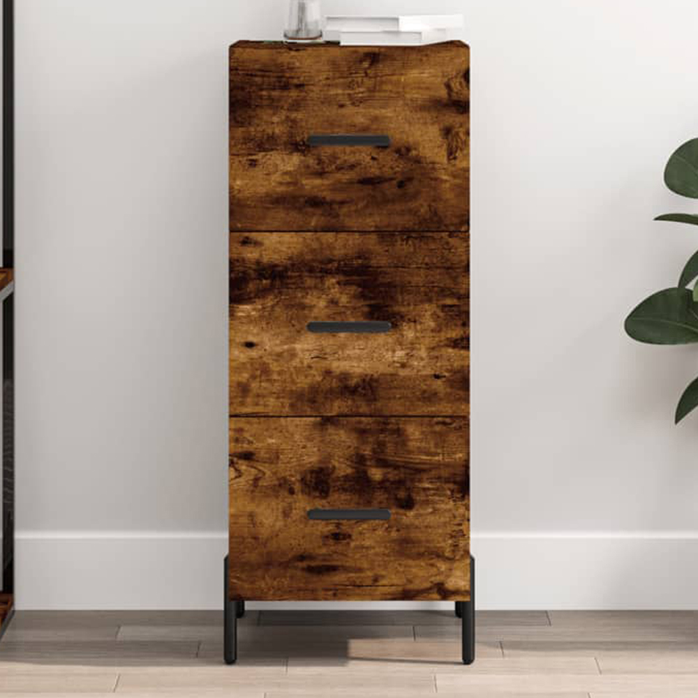vidaXL 3 Drawer Smoked Oak Sideboard Image 1