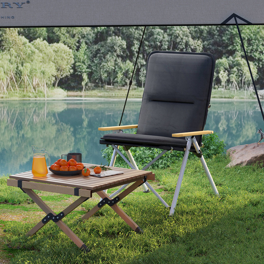 Outsunny Black Padded Foldable High Back Reclining Camping Chair with Bag Image 4