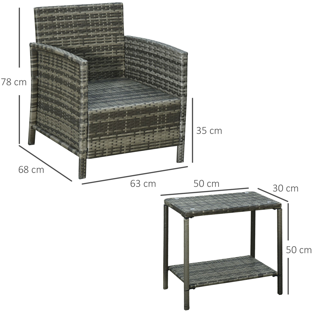 Outsunny 2 Seater Grey Rattan Lounge Set Image 7