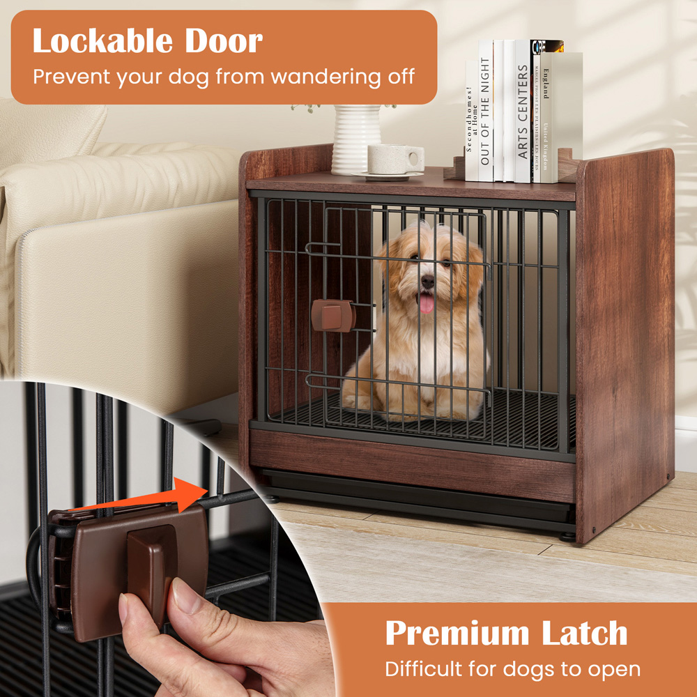 Costway Indoor Furniture Dog Crate with Removable Tray Image 8