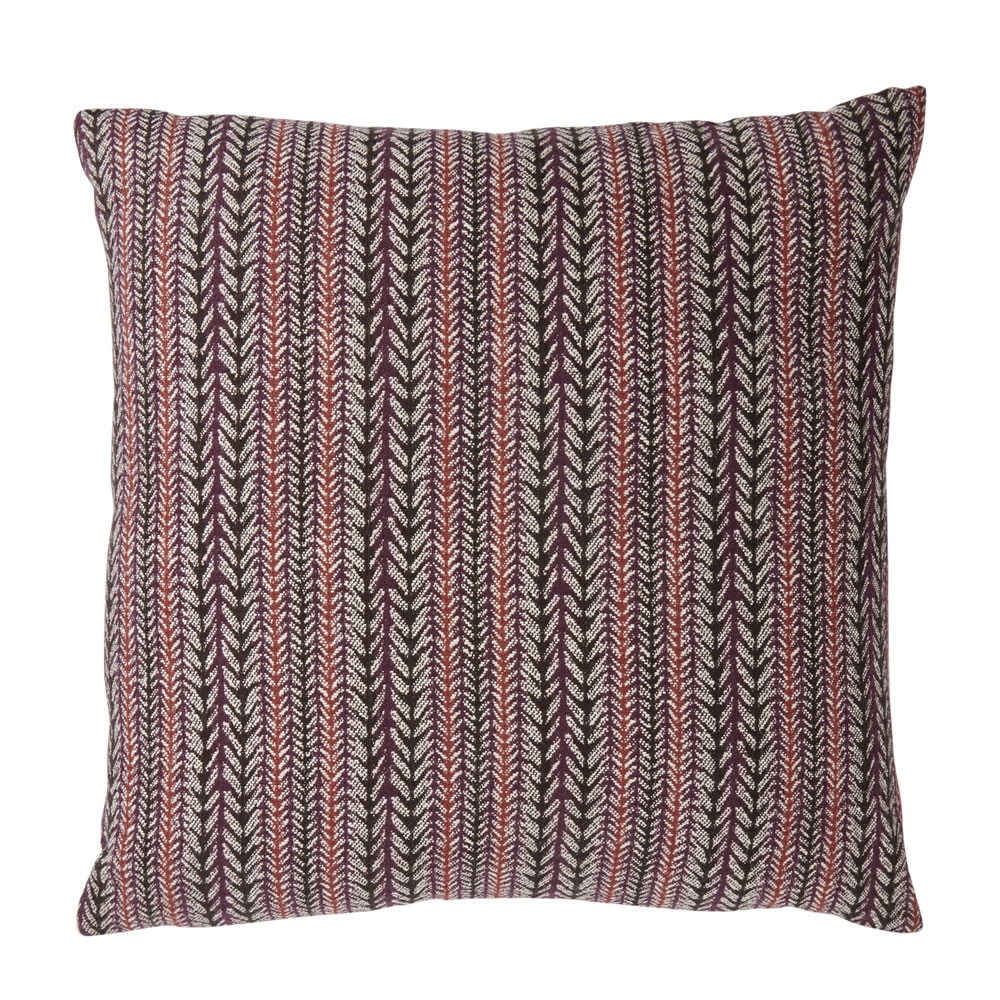 Wilko Burgundy Woven Stripe Cushion 43 x 43cm Image 1