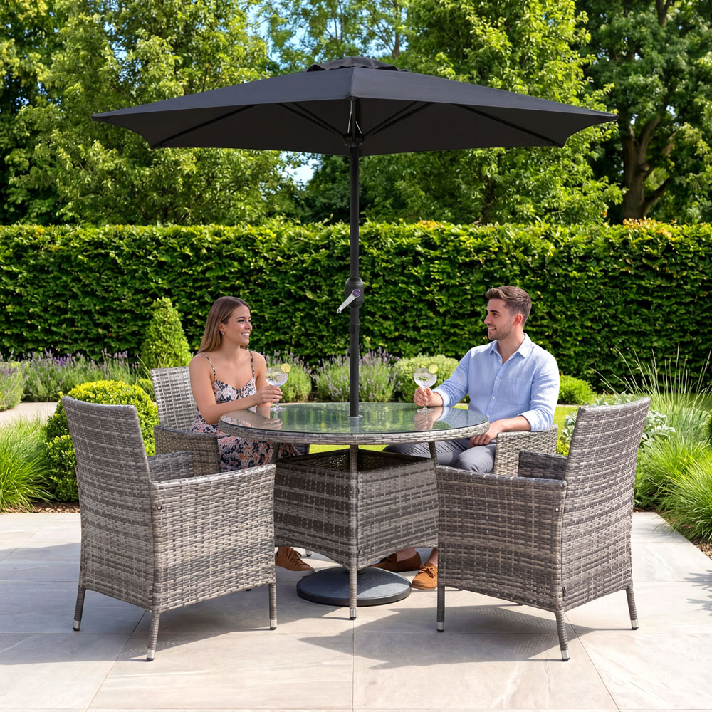 Charles Bentley Black Metal Crank Parasol 2m Image 5
