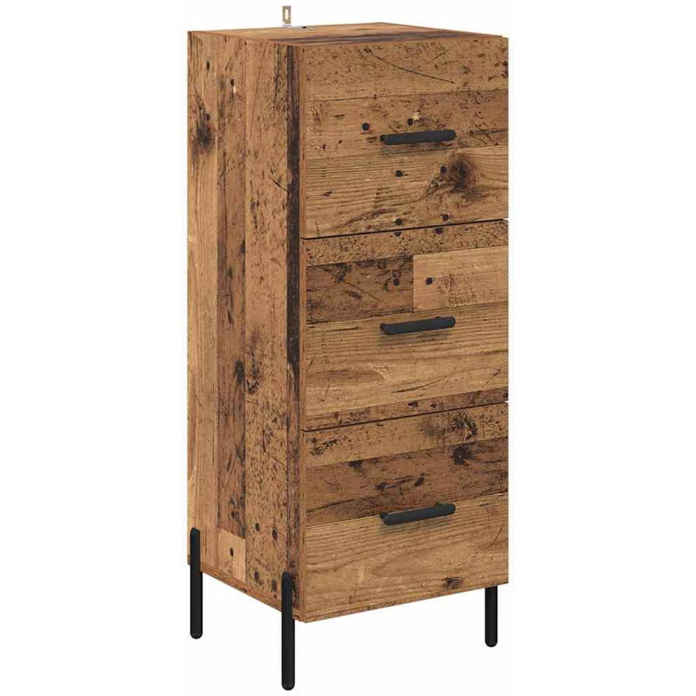 vidaXL Single Door 3 Drawer Old Wood Sideboard with Black Handles Image 6