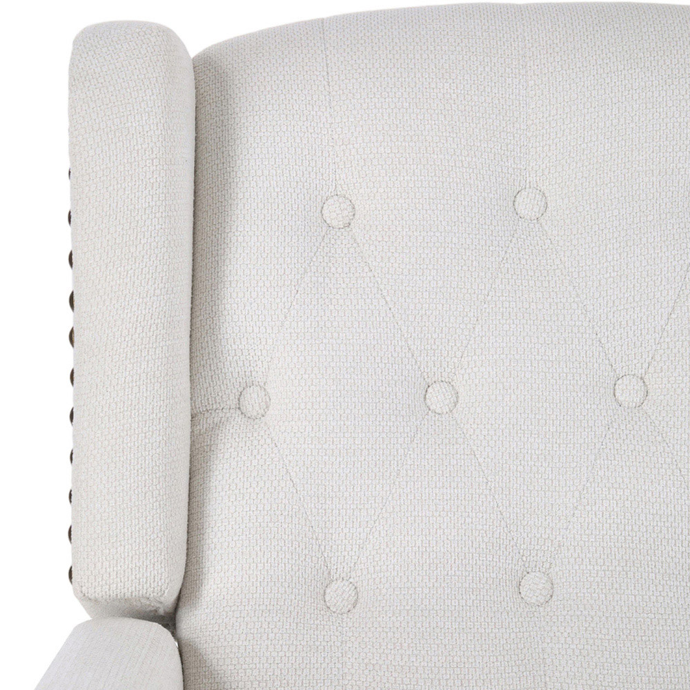 Living and Home White Chenille Pushback Recliner Chair with Footstool Image 4