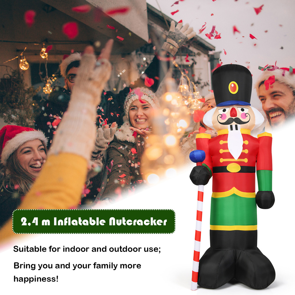 Costway Nutcracker Soldier with Candy Scepter LED Inflatable Christmas Decoration 7.8ft Image 6