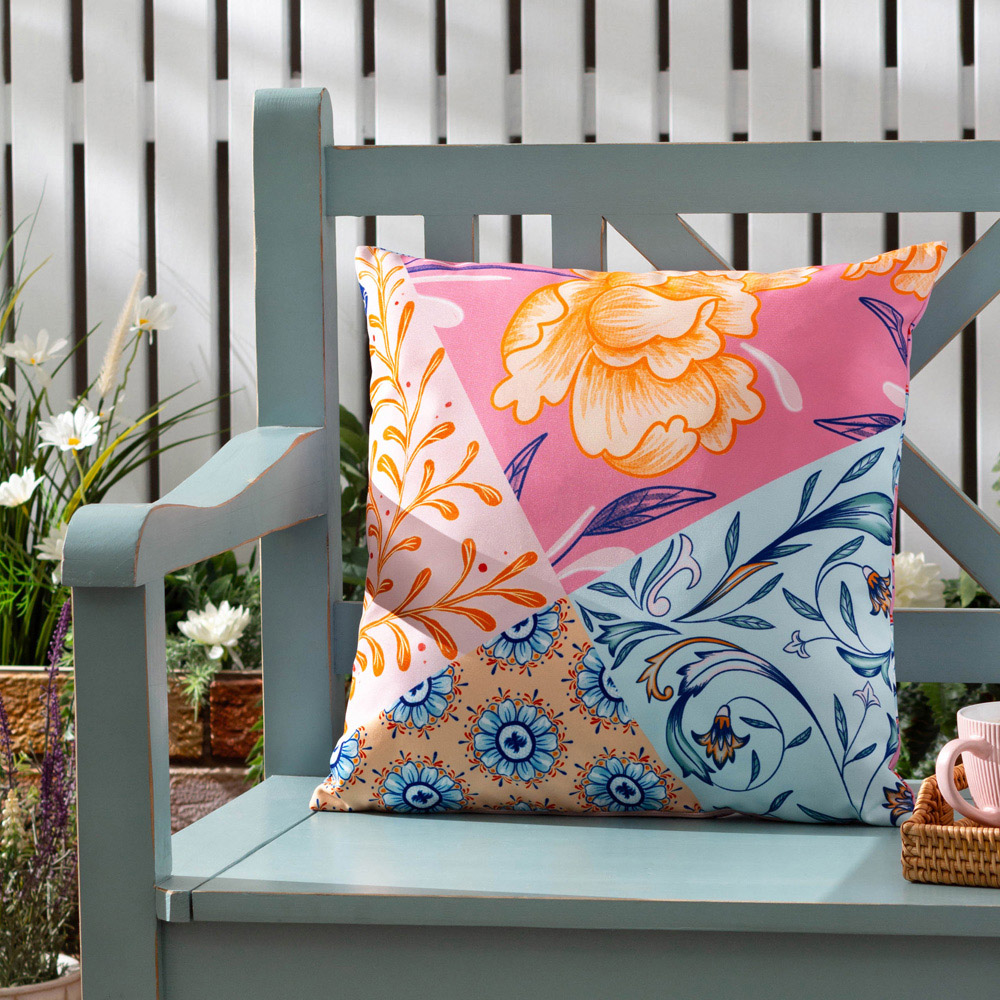furn. Melhoun Multicolour Abstract Outdoor Reversible Cushion Image 2