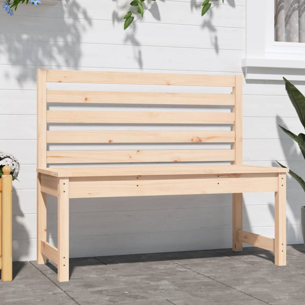 vidaXL Natural Solid Pine Wood Slatted Garden Bench 109 x 48 x 91.5cm Image 6