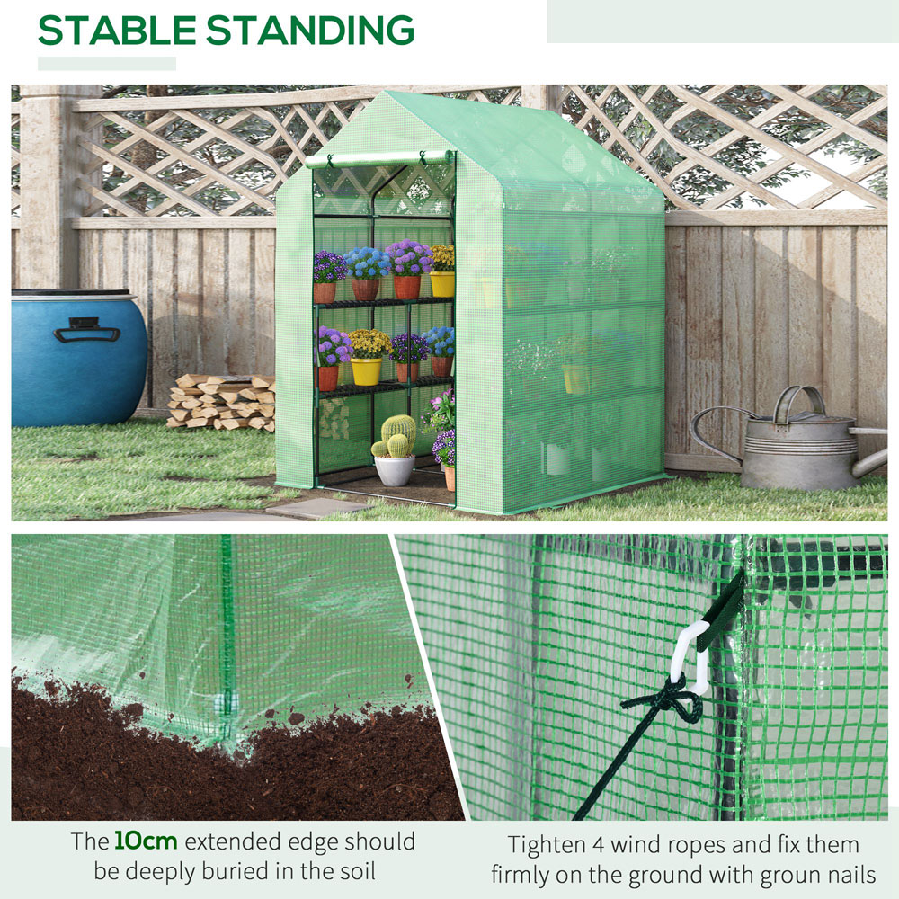 Outsunny Green 4 x 4ft 2-Tier Greenhouse Image 7