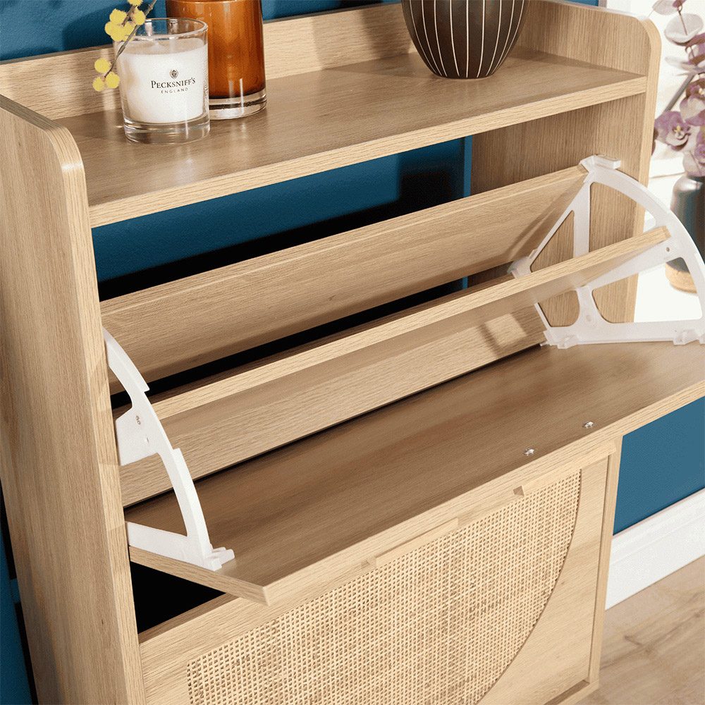 Home Source Astbury 2 Door Rattan Front Shoe Cabinet Image 3